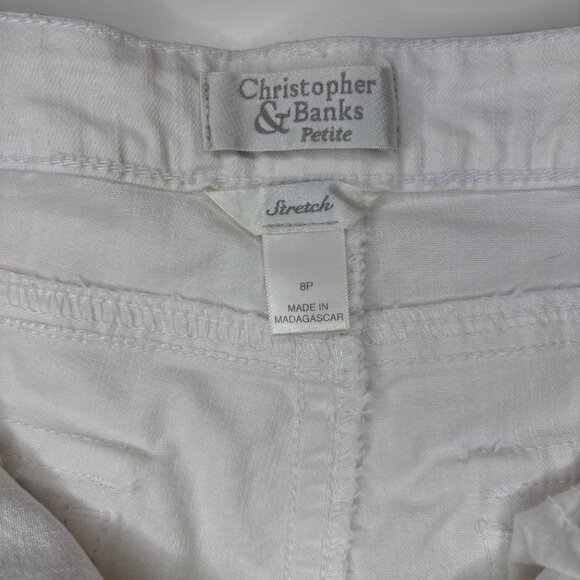 Christopher & Banks Petite Womens Mid Rise Capris Jean Size‎ 8P White Stretch - Picture 2 of 14